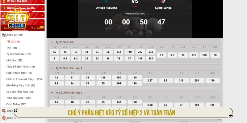 Kèo Tỷ Số - Cách Tính Và Chọn Tỷ Lệ Cơ Hội Thắng Cao Nhất Chú ý phân biệt kèo tỷ số hiệp 2 và toàn trận