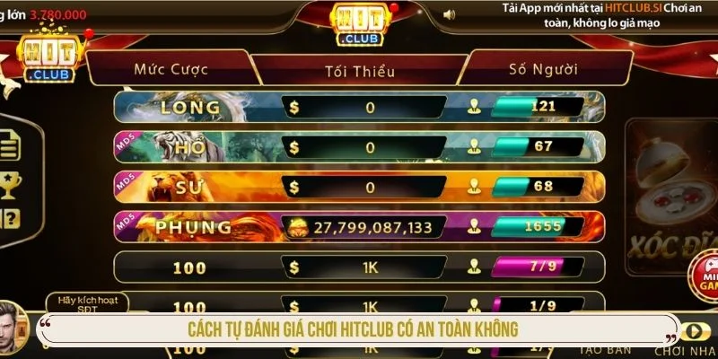 Tự đánh giá mức độ an toàn giúp người chơi hạn chế được rủi ro 